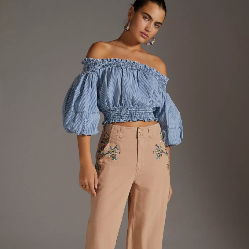 NWT Anthropologie Porridge Ruby Off-The-Shoulder Pullover